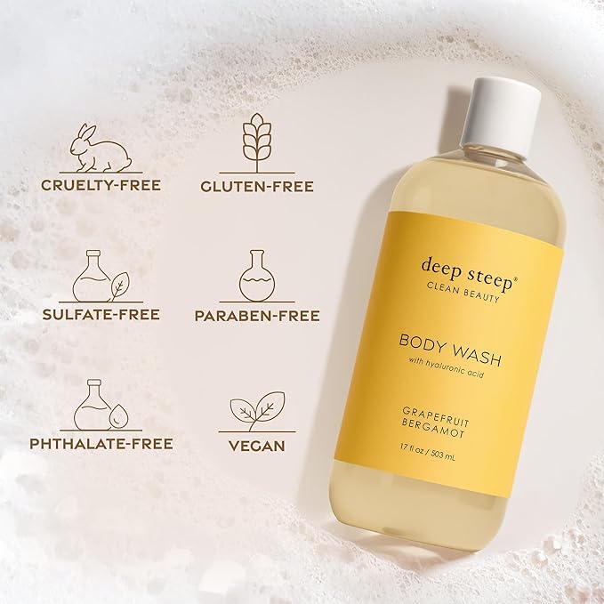 Deep Steep Body Wash, Honey Blossom, 17 oz – Hydrating Shower Gel with Hyaluronic Acid, Shea Butter, Aloe Vera & Argan Oil – Vegan, Clean Beauty, Clean & Refreshed Skin