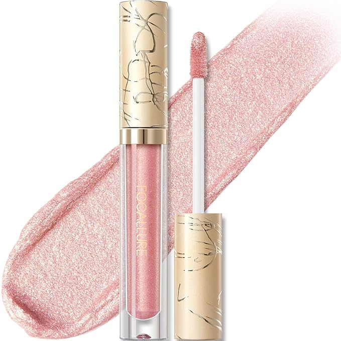 FOCALLURE Metallic Liquid Lipstick,Non Stick Cup Lip Gloss,High Impact Lip Color with Transfer-proof Wear,Long Lasting & Waterproof Lipstick Makeup for Women,PK03 Candy Castle