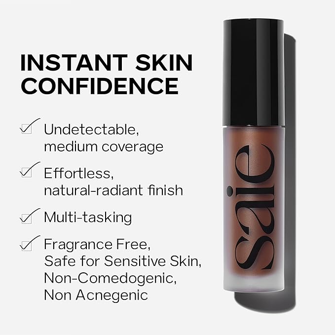 Saie Slip Tint Radiant Cream Concealer & All-Over Face Makeup - Concealer for Dark Circles, Redness & Blemishes - Lightweight Makeup Made with Hydrating Hyaluronic Acid - Shade 9 (0.17 oz)