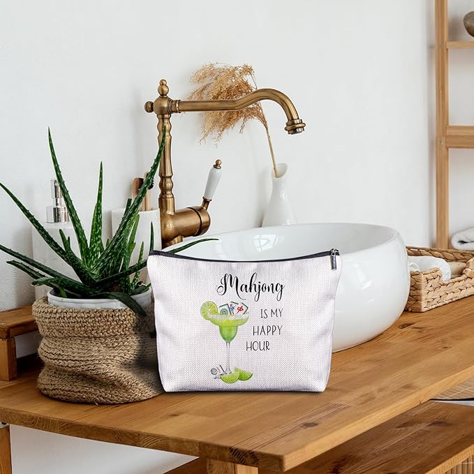 Mahjong Margarita Cosmetic Bag - Mahjong Makeup Bag Women's Zippered Bag, Friendship Gifts for Mah Jong Lover