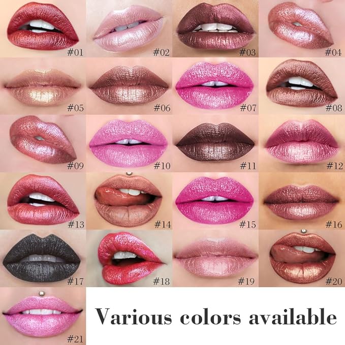 Kaely 2-in-1 Champagne Gold Metallic Lipstick and Lip Liner, Shimmer Liquid Metallic Lipsticks for Women, Glitter Lip Gloss Stain Long Lasting Waterproof Smudge Proof 24 Hour, Vegan Makeup, 05