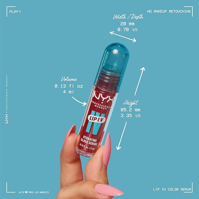 NYX PROFESSIONAL MAKEUP Lip IV Hydrating Glossy Lip Stain with 12HR Hydration - Water Bout Wine (Red)