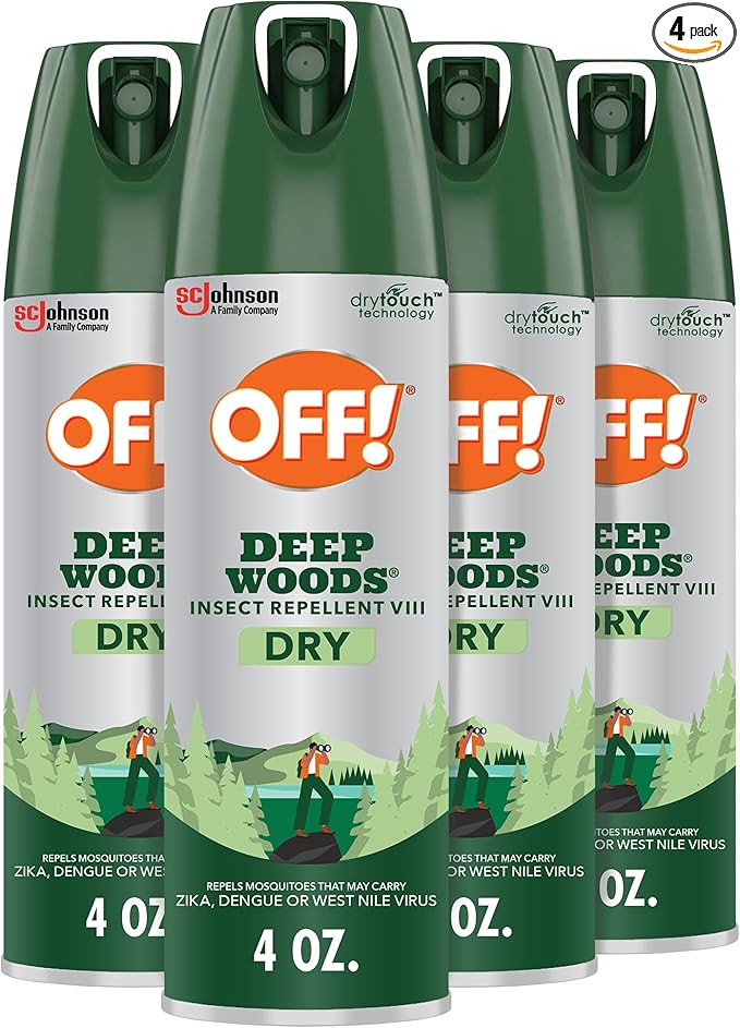 OFF! Deep Woods Insect Repellent Aerosol, Dry, Non-Greasy Formula, Bug Spray with Long Lasting Protection from Mosquitoes and Ticks, 4 Oz, 4 Count