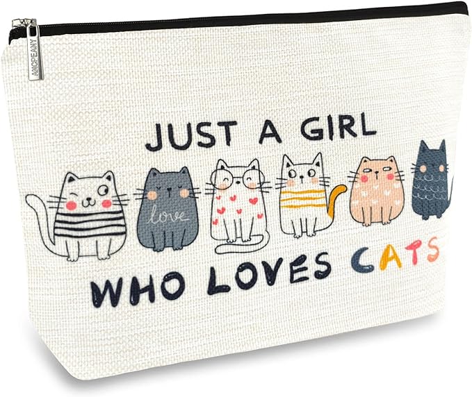 ancpeany Cat Gifts for Women Makeup Bag, Cat Lover Gifts for Cats Lovers, Cats Themed Lady Gift, Cats Mom Accessories Stuff for Teens Girls Daughter Birthday Decorations, Cosmetic Bag Zipper Pouch