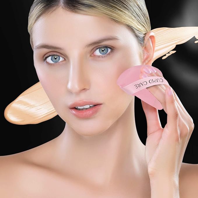 6 Pcs Triangle Powder Puff with 2 Travel Cases, Setting Powder Puffs for Face Powder and Foundation, Velour Makeup Puff for Loose Powder Body Powder, Skin-Friendly, Beauty Makeup Tools