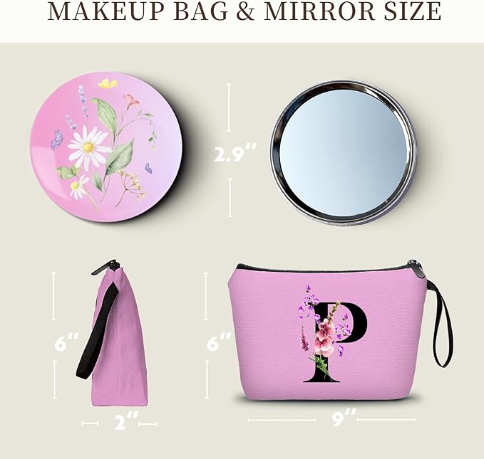 Birthday Inspirational Bridesmaid Proposal Team Small Gifts for Women Mom Aunt Teacher Sister Coworkers Makeup Cosmetic Bag Travel with Mirror Mothers Day Christmas Graduation P