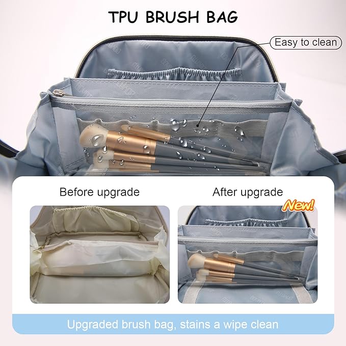 BOYATU Travel Makeup Bag Cosmetic Bags for Women: 3 Sets Large Capacity Make up Bag - Portable Toiletry Bags with Handle for Women(F-3-Black)