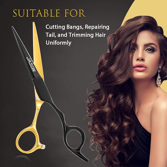 JASON 6'' Hair Cutting Scissors Professional Barber Shears 440C Japanese Stainless Steel Stylist Trimming Shear Salon Razor Edge Scissor Christmas Gift