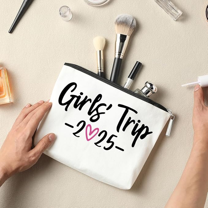 4 PCS Girls Trip Gifts Favors 2025 Girls Weekend Gifts for Women Bestie Gifts Friend Gifts Girls Trip Favors for Sister Niece Friendship Holiday Vacation Makeup Bag Weekend Bags for Women