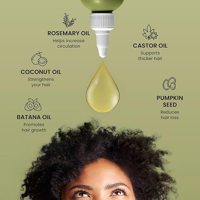 Batana Oil For Hair Growth - 100% Pure, Raw & Natural Blend With Organic Castor, Pumpkin Seed, Coconut and Rosemary Oil - Thicker, Stronger Hair Gifts For Men & Women Scalp (1 Pack)