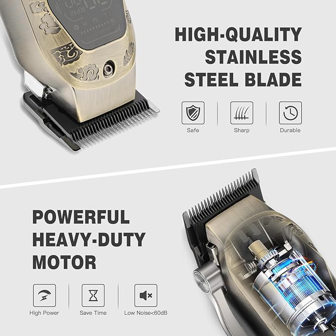 Professional Cordless Barber Clippers for Men - Hair Clippers Zero Gap T-Blade Trimmer Electric Foil Shaver and Nose Hair Trimmer Set, Hair Cutting Grooming Kit Ideal Gift for Men