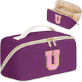 Personalized Initial Makeup Bag,Christmas Gifts for Girl,Preppy Bag Cosmetic Travel Bag Women,Travel Toiletry Organizer,Large Capacity Corduroy Stuff Bag,Cute Cosmetic Pouch Skincare Bag-U