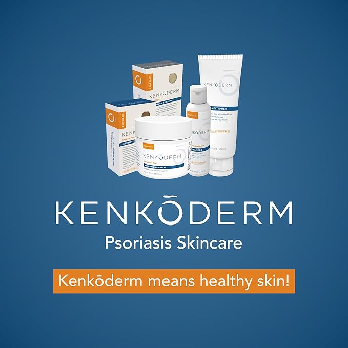 Kenkoderm Psoriasis Dead Sea Mineral Salt Soap with Argan Oil & Salicylic Acid, Natural Exfoliating Body & Face Cleanser for Sensitive Skin, Color & Fragrance Free, 4.25 Ounce, Pack of 4 Bars