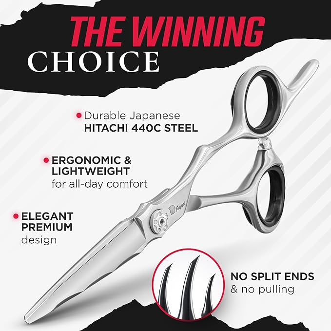 Fagaci 6" Hair Thinning Scissors, 440C Steel, Extreme Sharpness, Texturizing Shears, Japanese Barber Scissors, Silver, 2 Count