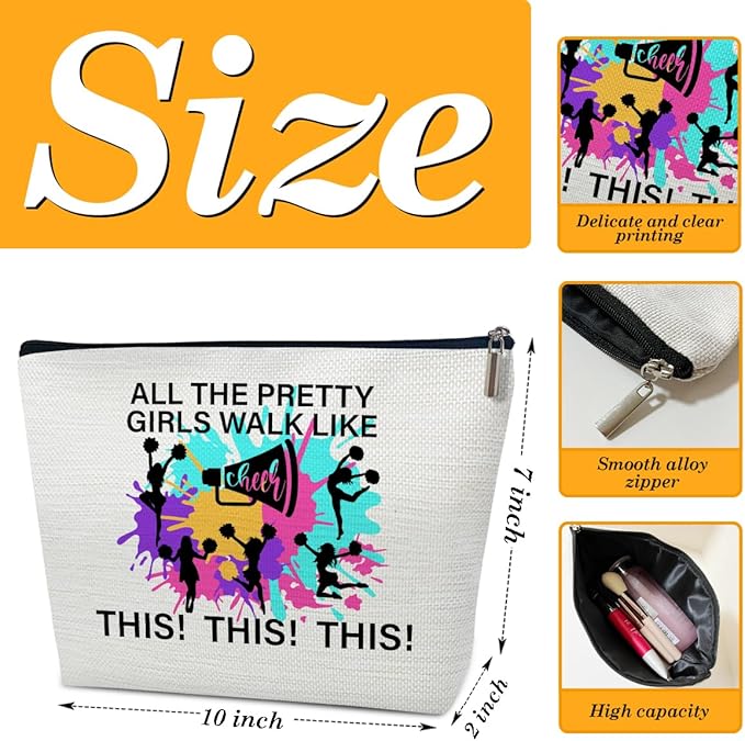 Cheerleading Gifts Makeup Bag, Gifts For Women Cheerleaders Teammate, Bag Stuff, Portable Travel Pouch, All The Pretty Girls Walk Like Cheer This This