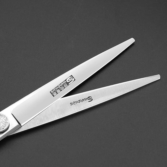 6/7/8 Inch Professional Hairdressing Scissors Barber Rose Pattern Hair Stylist Shears Styling Tool Japanese Stainless Steel Clippers (6-in four piece set)