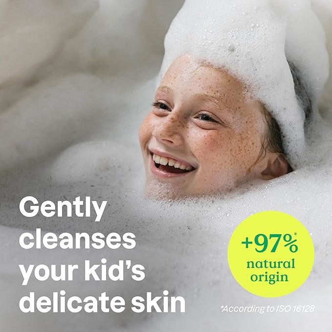 ATTITUDE Bubble Wash for Kids, EWG Verified Bubble Bath, Hair Shampoo and Body Soap, Dermatologically Tested, Plant- and Mineral-Based, Vegan, Watermelon & Coco, 16 Fl Oz