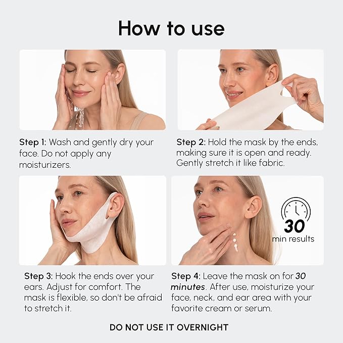MAREE V Line Lifting Mask with 24K Gold – Deep Collagen Face Mask for Women – Jawline Shaper Mask with Retinol & Hyaluronic Acid – Neck Tightening & Firming - Double Chin Strap for Face Lift