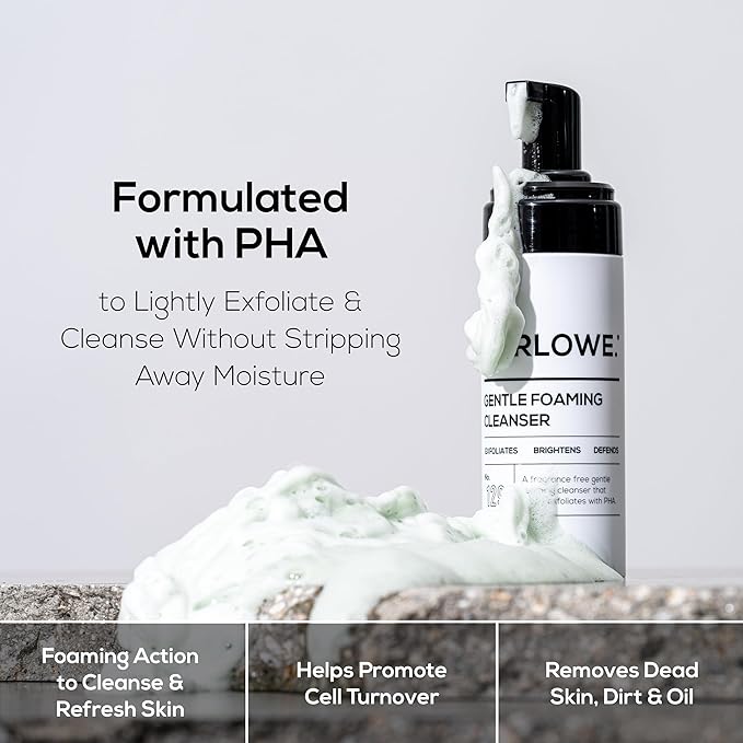 MARLOWE. No. 129 Gentle Foaming Facial Cleanser 4.5 Oz, Exfoliating, Brightening & Protective Daily Mens Face Wash with PHA, Natural Green Tea Extracts & Antioxidants, Unscented & Vegan