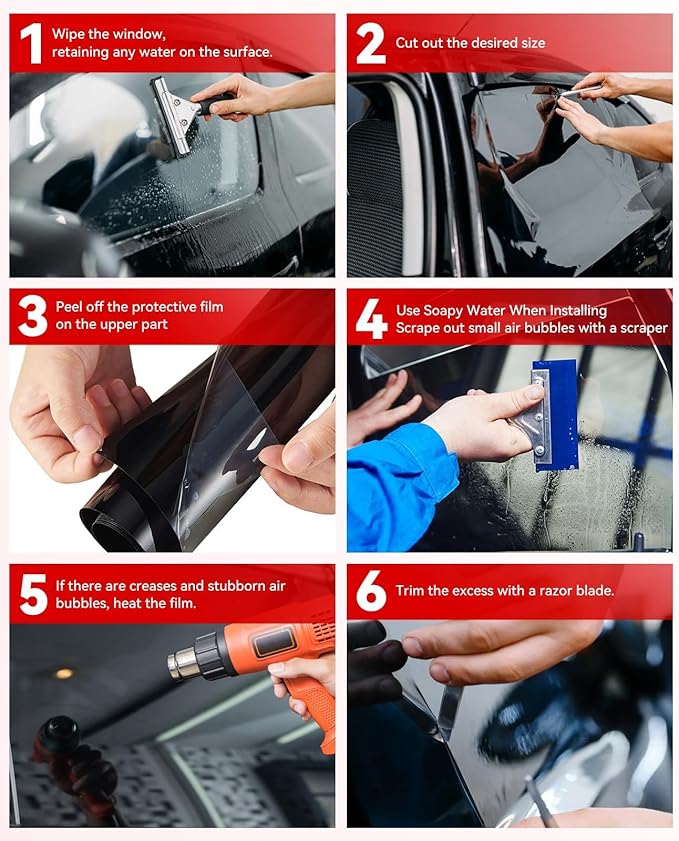 Car Ceramic Window Tint 24" in x 25'Ft with 5% Percent VLT, Tinted Film for Car Windows, UV&IR Protection Heat Insulation Anti-Explosion Scratch Resistant