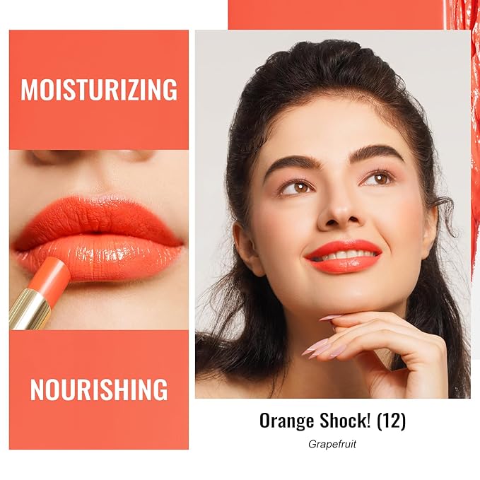Oulac Moisturizing Shine Lipstick For Women Christmas Set 2PCS, 2 in 1 Tinted Lip Balm for Winter, Hydrated Juicy and Glossy Lip Color for Dry, Cracked and Chapped Lips, Vegan [04+12]