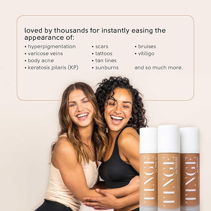 Tinge Tint Body Makeup, Lasts Up to 48 Hours, Medium Coverage Cream With Amino Acids, Hyaluronic Acid & Lysine, Semi Matte Finish, Water & Transfer Resistant, 3.38 Fl Oz - Fair Cool