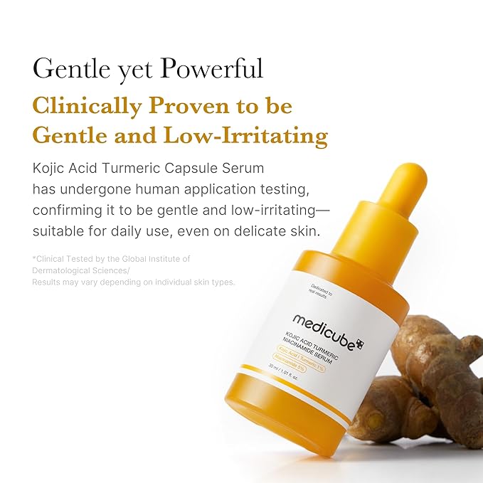 medicube Kojic Acid Turmeric Clarifying & Balancing Capsule Serum for Troubled Skin | Soothing & Brightening Facial Serum | Niacinamide & Glow Capsules for Hydration and Barrier Support | 1.01 fl.oz