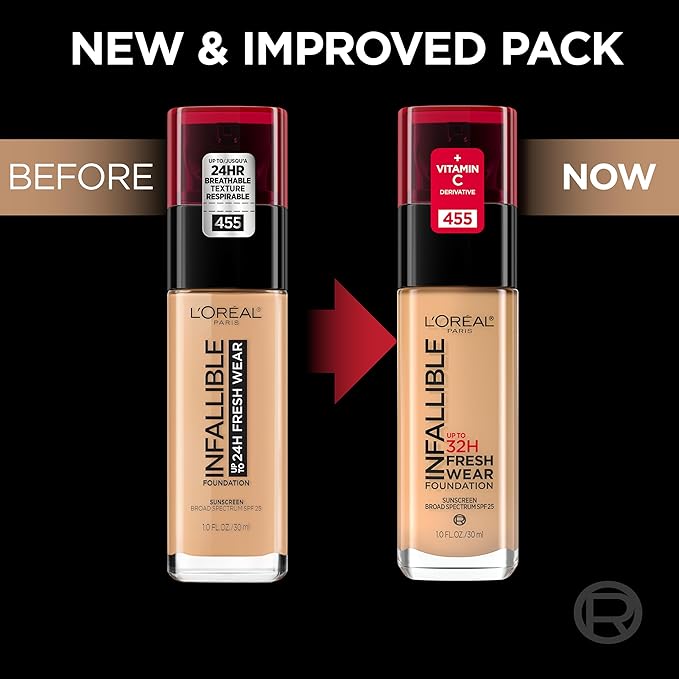 L'Oreal Paris Makeup Infallible Up to 32 Hour Fresh Wear Lightweight Foundation, 511 Maple, 1 Fl Oz, Packaging May Vary