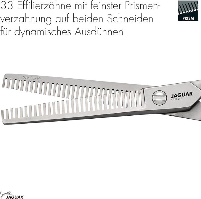 Jaguar Satin 30/30 Thinning and Texturizing Scissors, Right Handed Haircutting Shears, 6.0 Inch