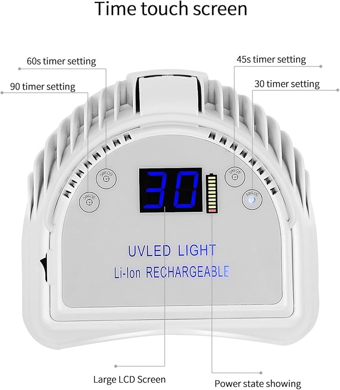 64W Rechargeable Pro LED Gel Nail UV Light UV LED Nail Lamp Cordless Led Light for Nails(White)
