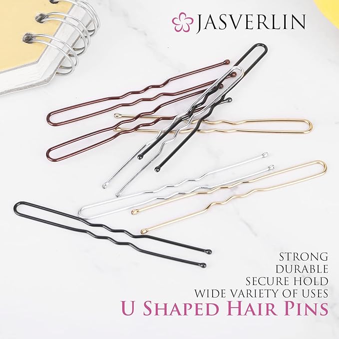 U Shaped Hair Pins Blonde, 2.4 Inch Women Buns Bobby Pins, Gold Long Bun Hairpins for Girls Thick Curly Wig Hair Styling Accessories Ballet 100 Pcs