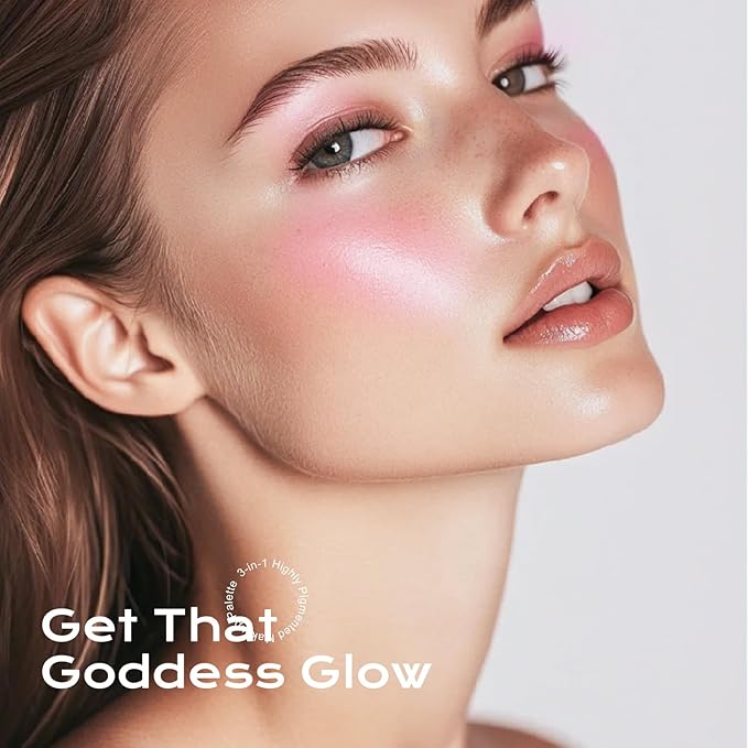 Color Nymph Ultra-Creamy Highlighter Blush Bronzer Stackable Makeup Palette Set | 3-IN-1 Multi-Use Long-Lasting & Matte & Shimmer Power, Travel-Friendly Makeup Kits | Vegan & Cruelty-Free - Combo