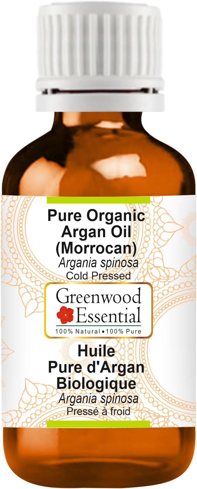 Greenwood Essential Pure Organic Argan (Moroccan) Oil (Argania spinosa) Cold Pressed 100ml (3.38 oz)