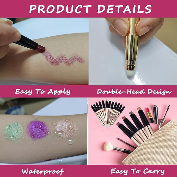 Pink Eyeshadow Stick, Cream Smooth Shimmer hot pink light palette Eye shadow Pencil Hypoallergenic Waterproof Long Lasting Eye shadow Highlighter Stick Eyeliner Pen Korean Cute Eye Makeup