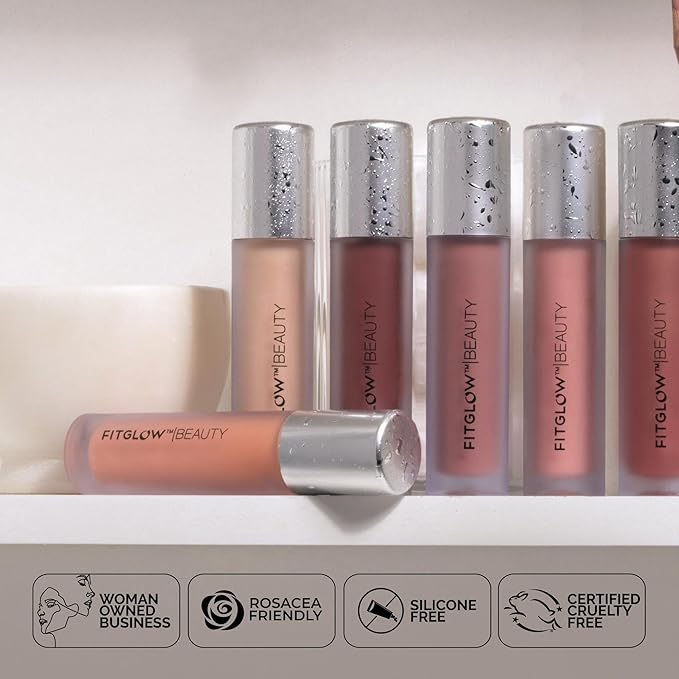 FITGLOW Beauty Lip Colour Serum | Hydrating Lip Gloss | Plumping Anti-Aging Lip Treatment | Natural Shine with Pomegranate Sterols & Collagen | Buildable Color for Dry Chapped Lips | Cherry - 10g