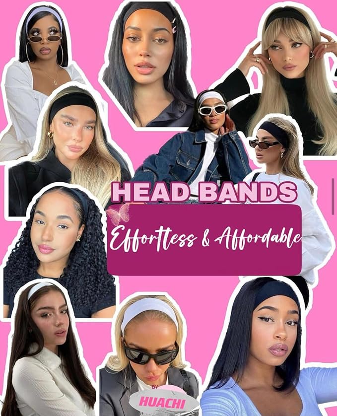 Multicolor Fashion Women's Hair Accessories - 16 Pack Elastic Non-Slip Soft Cloth Headbands for Yoga, Running, and Sports