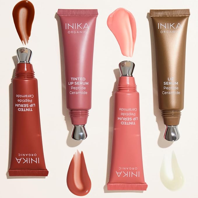 INIKA Organic Tinted Lip Serum | Ceramide + Peptide Infused, Sheer Wash of Color, Plumps, Softens, Smooths, Hydrates + Repairs. Natural & Vegan (Blush)