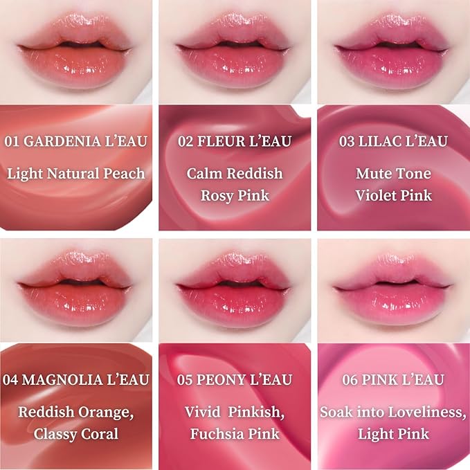 BBIA L’EAU Tint – Glossy & Glow Lip Stain, Watery Lip Tint, Non-Sticky, High Shine Finish, Long-lasting, Moisturizing, Lightweight, Natural, Daily Use, Vegan, Korean Lip Makeup (05 PEONY L'EAU)