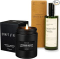 Craft & Kin Lavender Home Fragrance Bundle | Lavender and Wood Scented Candles + Lavender Room Spray | Men's Soy Candles & Room Freshener