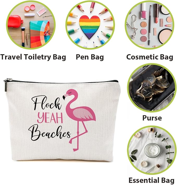 Flamingo Gifts, Flamingo Makeup Bag, Flamingo Bird Animal Lover Gifts for Women Wife, Flamingo Stuff Summer Cosmetic Bag, Flamingo Themed Gifts Funny Toiletry Bag Graduation Birthday Gifts