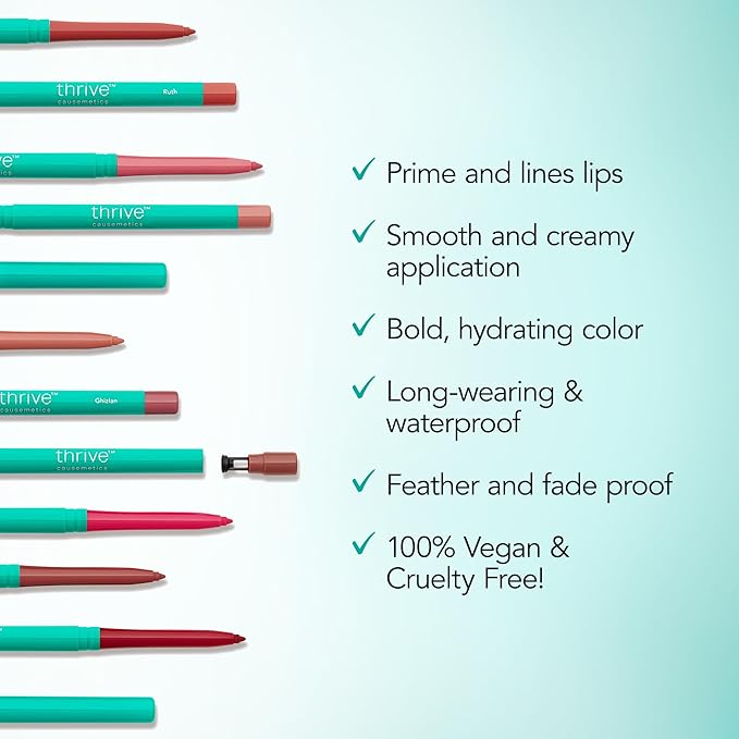 Thrive Causemetics Lip Filler Long-Wearing + Plumping Lip Liner, Shea Butter Hydrating Lip Plumper Retractable Lip Liner Pencil, Built In Sharpener, Vegan & Cruelty Free, Erika (Terracotta)