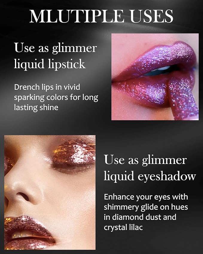 Diamond Glitter Matte Lipstick, Shiny Lip Gloss, Sparkling High Pigment Longlasting Waterproof Smudgeproof Non-Stick Cup Lipstick,Shimmer Tinted Lip Blam,Thanksgiving Makeup Gift for Women Girl-02