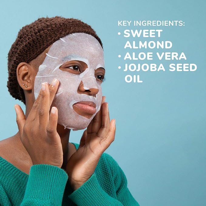FACETORY K Beauty Face Mask Skin Care - Everyday ALMOND Skin Strengthening Sheet Mask | Plant-Based with Sweet Almond Oil (10 Pack)