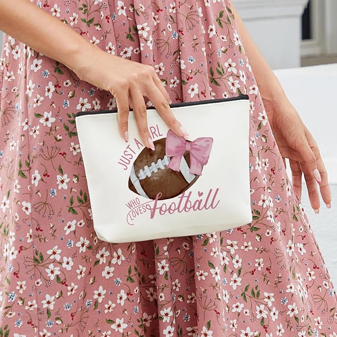 Football Makeup Bag for Girls, Cute Football Gift for Women, Gifts for Footballs Lovers, Small Football Lover Travel Cosmetic Bag Zipper Pouch for Daughter granddaughter for Birthday Christmas 2