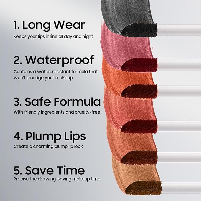 Peel Off Lip Liner Highly Pigmented - Lip Stain Long Lasting Waterproof for Women Girls, Lip Tint Stain Peel Non-Sticky & Smudge-Proof Easy to Use & Natural Finish (Rose)