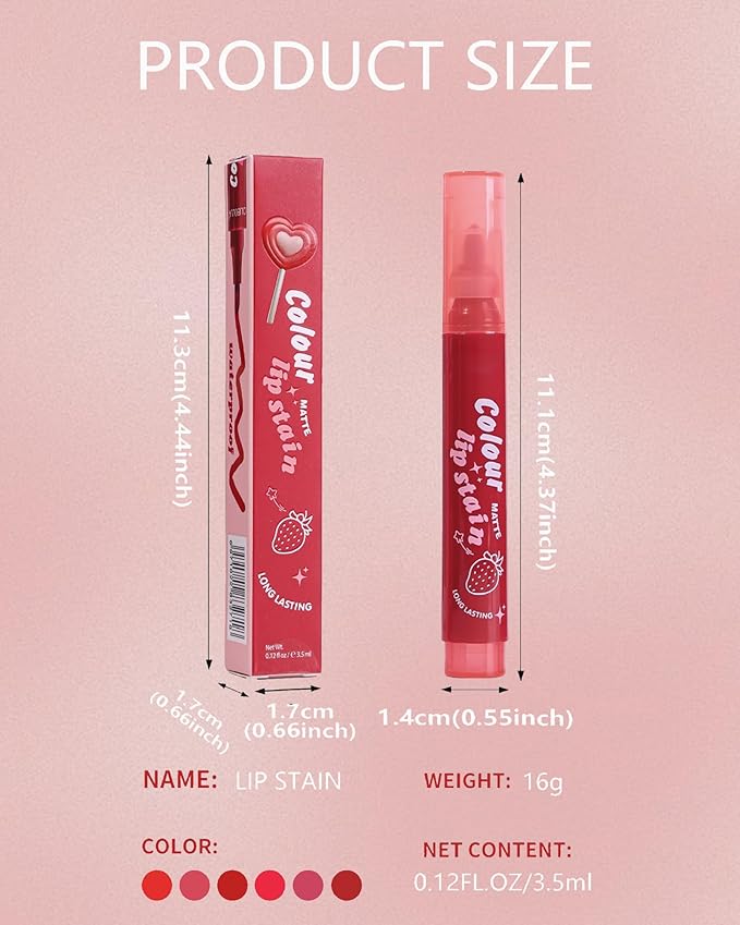 Lip Tint Stain Pen, Orange Red Waterproof Long Lasting Matte Lip Liner Stain Pencil, High-Pigmented Quick Dry Liquid Lipstick, Non Sticky Smudgeproof Lip Tint Gloss, Christmas Makeup Gift for Women-01