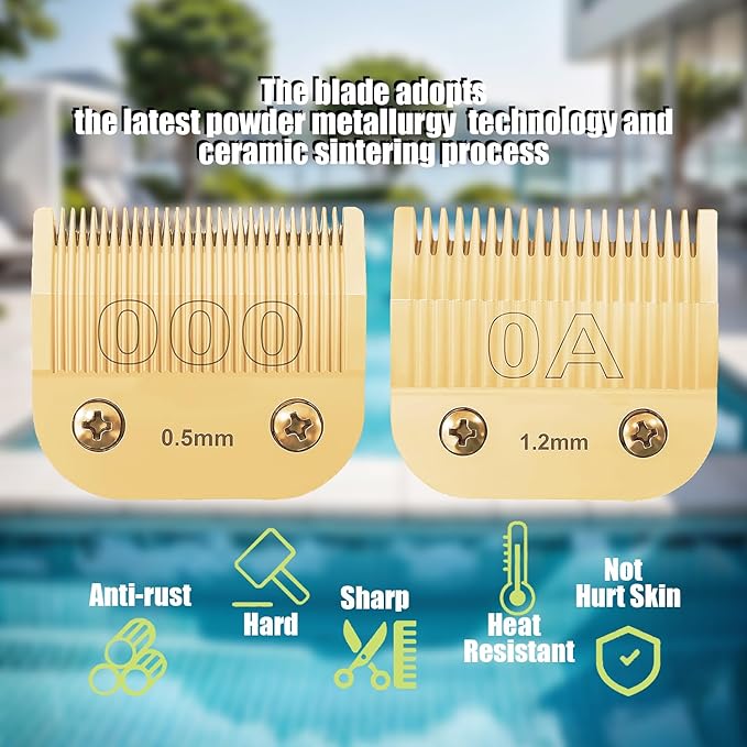 5 Pack Professional Detachable Replacement Blades Set,Compatible with Andis AGC,BDC,BGC,MBG Series/Oster Classic 76/Star-Teq/Power-Teq/A5 Clipper Cut Length（1/16-1/8inch) Golden
