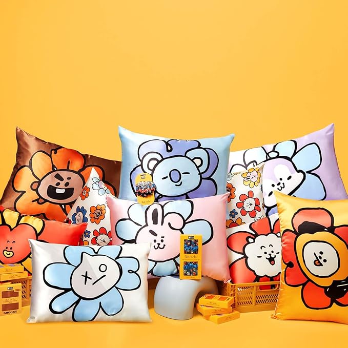 Kitsch x BT21 (Mang) Satin Pillowcase with Zipper for Hair & Skin - Softer Than Silk Pillow Cases, Smooth Cooling Pillow Cover, Wrinkle-Free, Machine Washable, Queen/Standard (19x26)