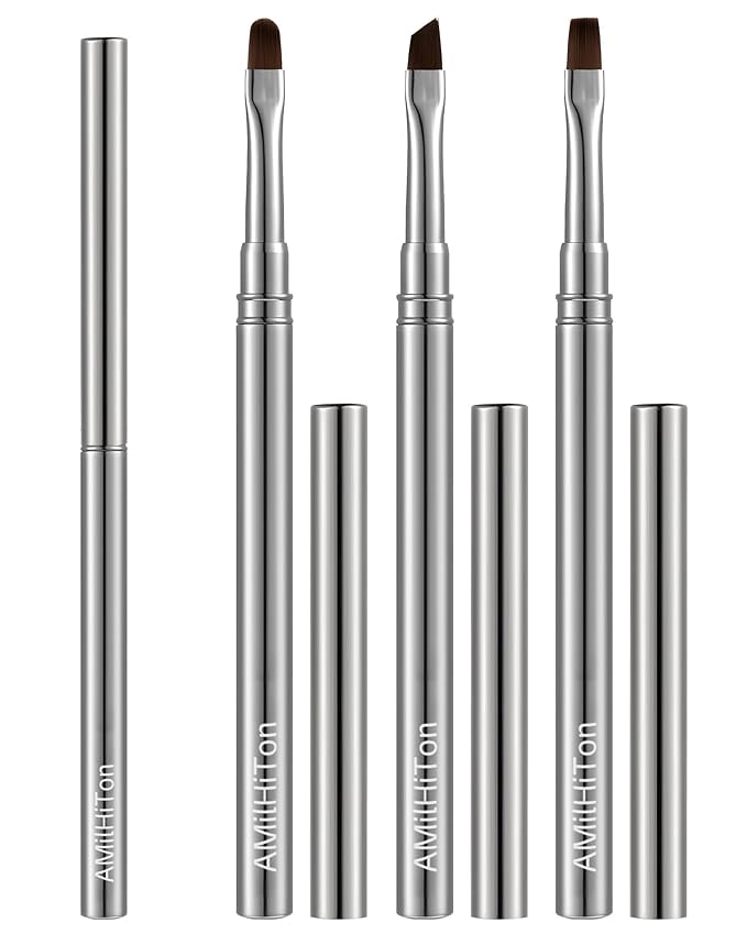 3PCS Brush for OPI Nail Polish Remover, AMilHiTon Nails Clean Up Brushes, Round/Angled/flat Acetone Resistant Nail Art Designs, and Tidying Up Polish Mishaps on Cuticles（Gun Color）