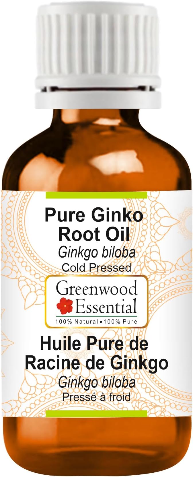 Greenwood Essential Pure Ginko Root Oil (Ginkgo biloba) Cold Pressed 100ml (3.38 oz)